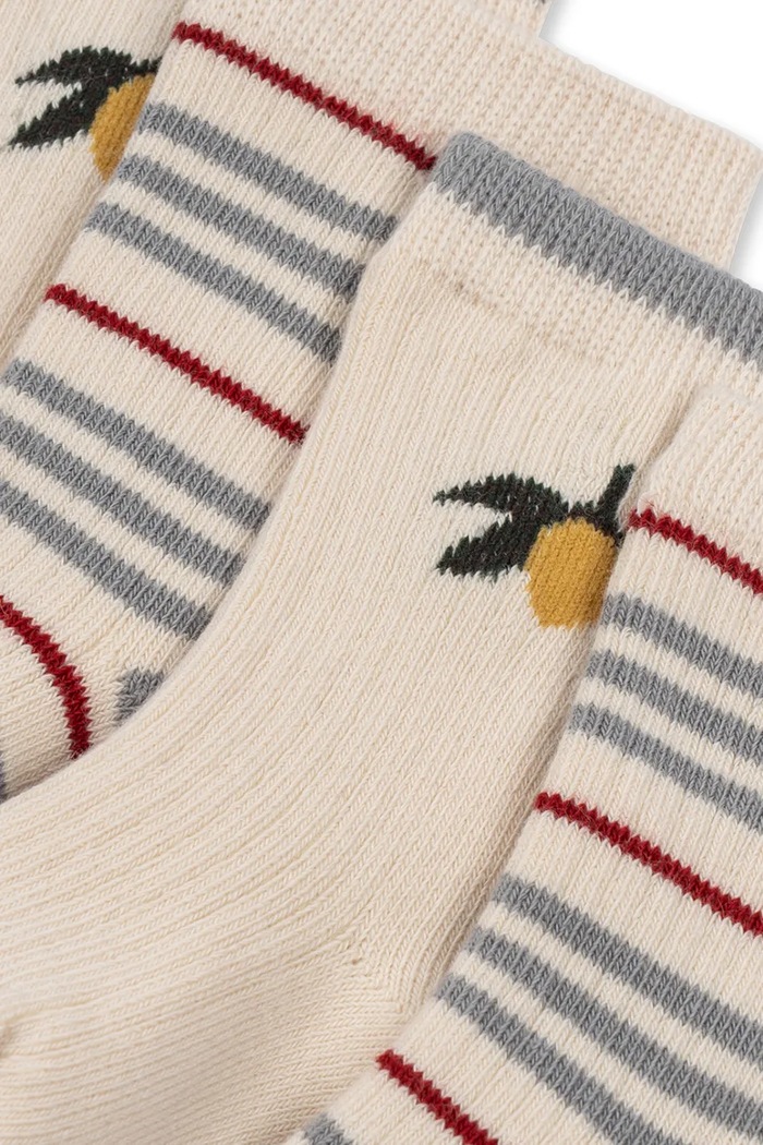 Konges Sløjd Skarpety dziecięce 2 PACK RIB STRIPE SOCKS 2-pack KS106352.9BY2 beżowy AW26