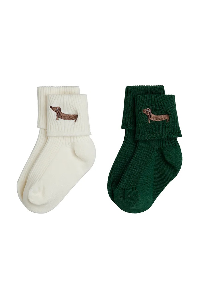 Mini Rodini skarpety dziecięce Dog 2-pack zielony 26760114