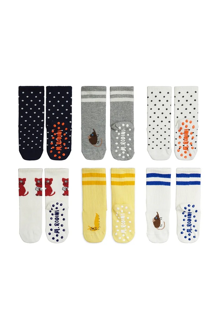 Mini Rodini skarpety dziecięce Kitten 6-pack 26760101 biały AW26