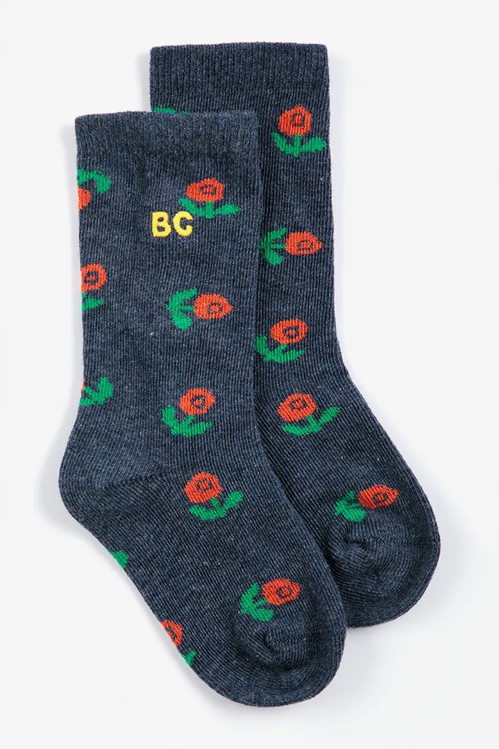 Bobo Choses skarpety niemowlęce Stamp Bloom granatowy 226AH021