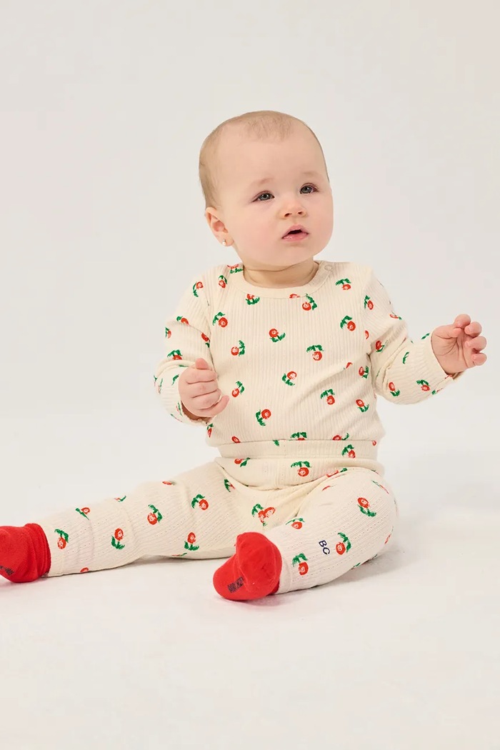 Bobo Choses Leggings per bambini in cotone Stamp Bloom beige 226AB068