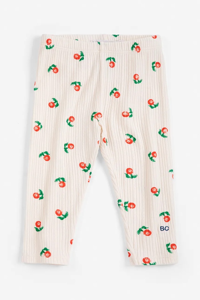 Bobo Choses Leggings per bambini in cotone Stamp Bloom 226AB068 beige AW26