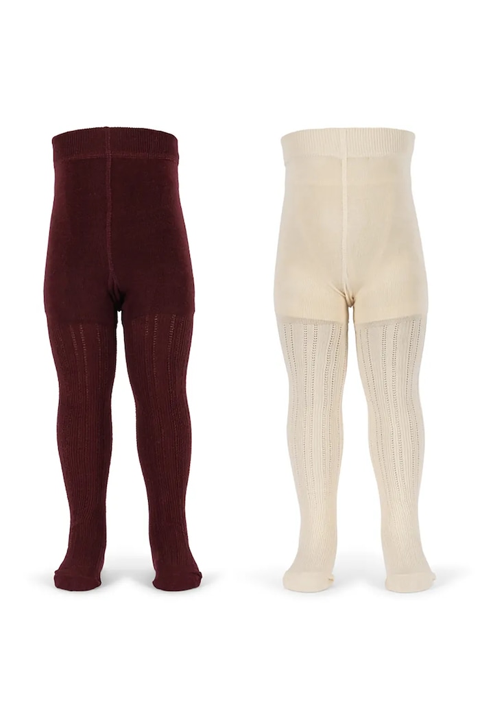 Konges Sløjd Rajstopy dziecięce 2 PACK POINTELLE TIGHTS bordowy KS107393.9BY2