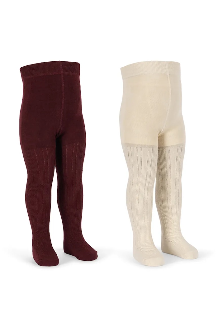 Konges Sløjd Rajstopy dziecięce 2 PACK POINTELLE TIGHTS KS107393.9BY2 bordowy AW26
