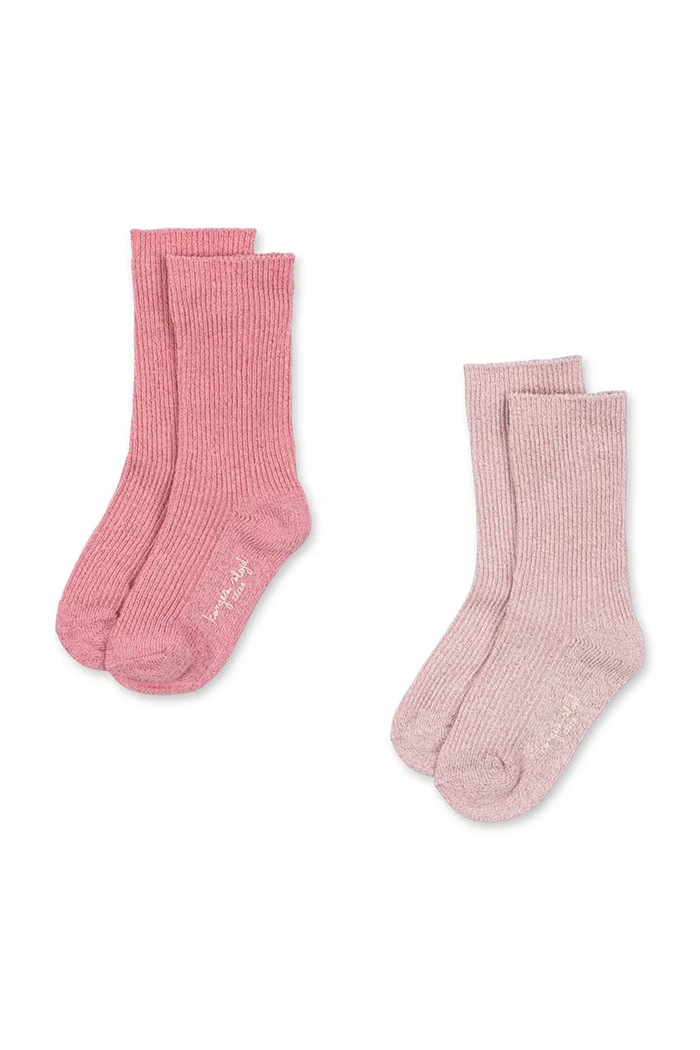 Konges Sløjd Skarpety dziecięce 2 PACK RIB GLITTER SOCKS 2-pack różowy KS107389.9BY2