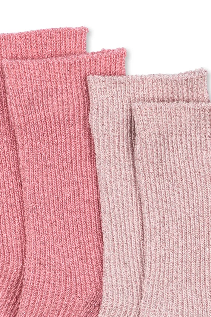 Konges Sløjd Skarpety dziecięce 2 PACK RIB GLITTER SOCKS 2-pack KS107389.9BY2 różowy AW26