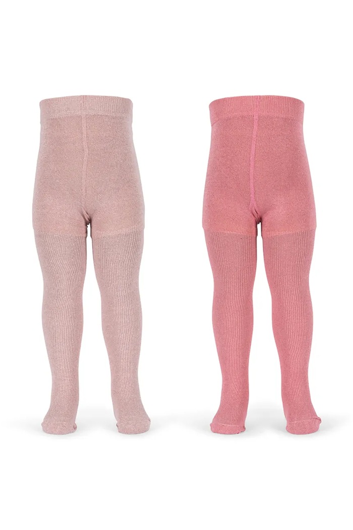 Konges Sløjd Rajstopy dziecięce 2 PACK RIB GLITTER TIGHTS różowy KS107388.9BY2