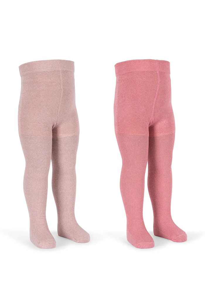Konges Sløjd Rajstopy dziecięce 2 PACK RIB GLITTER TIGHTS KS107388.9BY2 różowy AW26