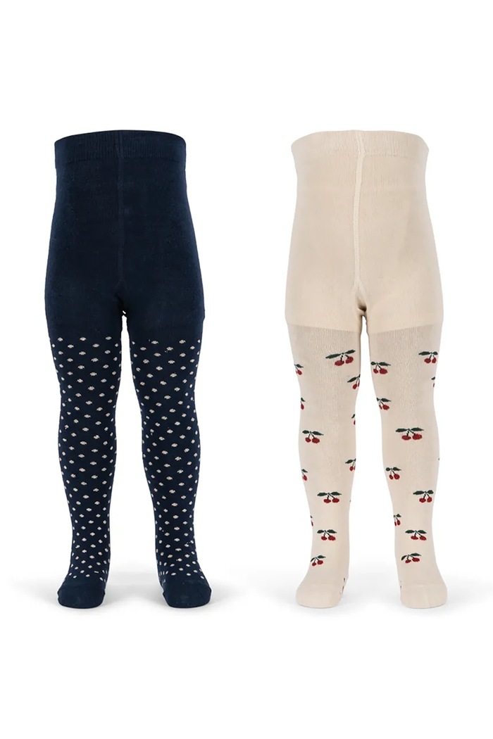 Konges Sløjd Hlačne nogavice otroške 2 PACK CHERRY DOT TIGHTS bež KS105831.9BY2