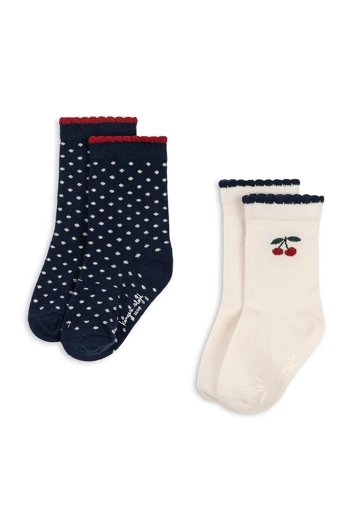 Konges Sløjd Skarpety dziecięce 2 PACK CHERRY DOT SOCKS 2-pack beżowy KS105830.9BY2