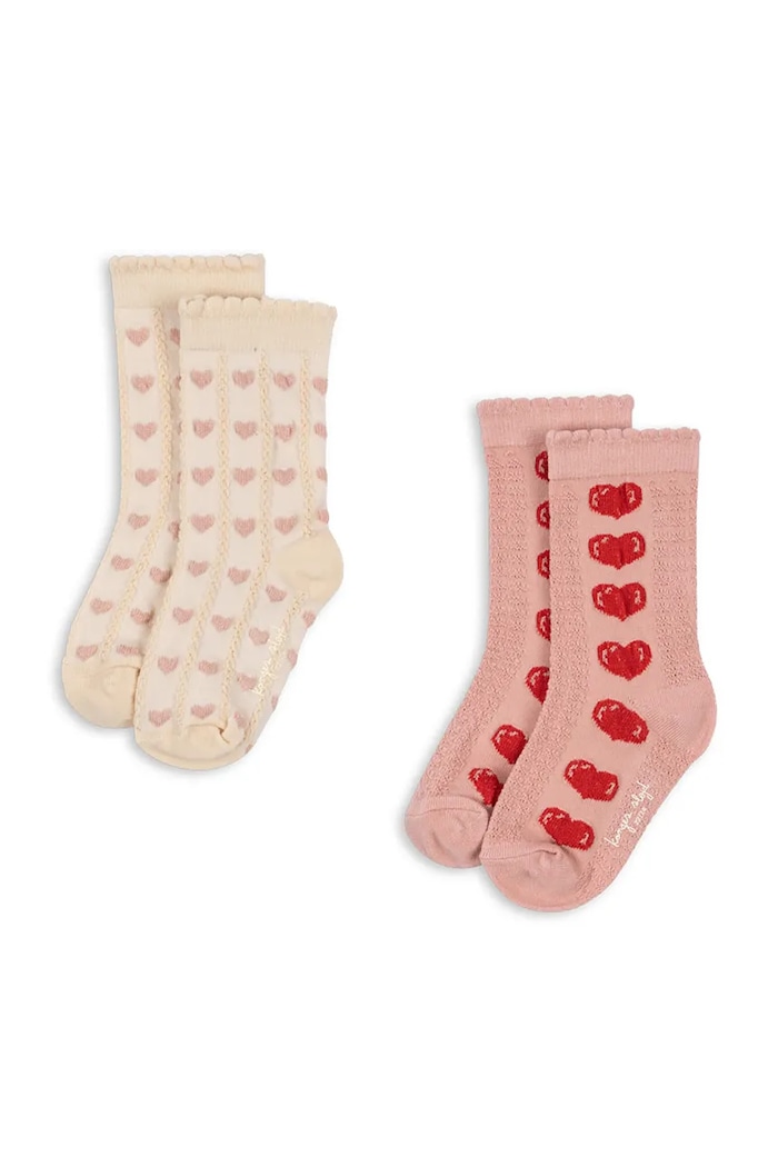 Konges Sløjd Skarpety dziecięce 2 PACK HEART JAQUARD SOCKS różowy KS105841.9BY2