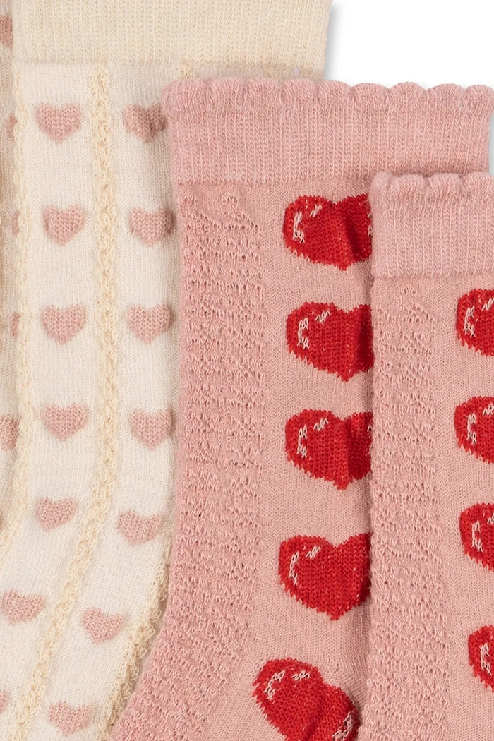 Konges Sløjd Skarpety dziecięce 2 PACK HEART JAQUARD SOCKS KS105841.9BY2 różowy AW26