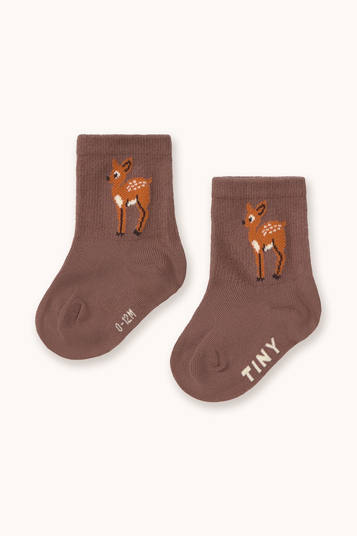 Tinycottons Skarpety dziecięce DEER MEDIUM SOCKS brązowy AW26.396