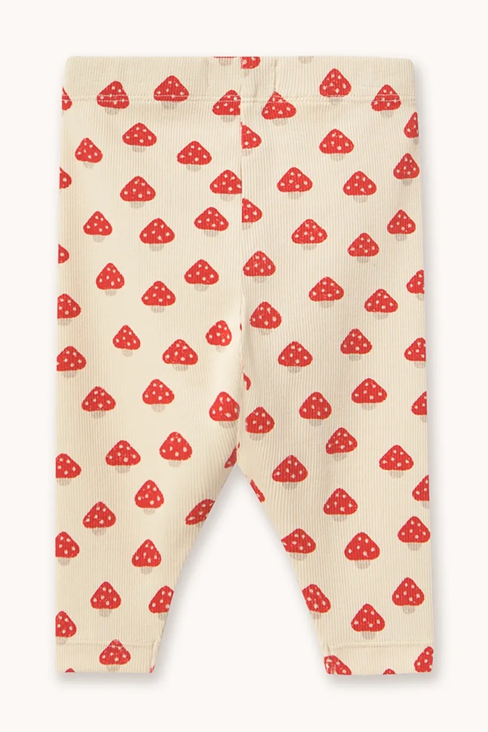 Tinycottons legíny dětské bavlněné s elastanem MINI MUSHROOMS RIB BABY PANT AW26.293 béžová AW26