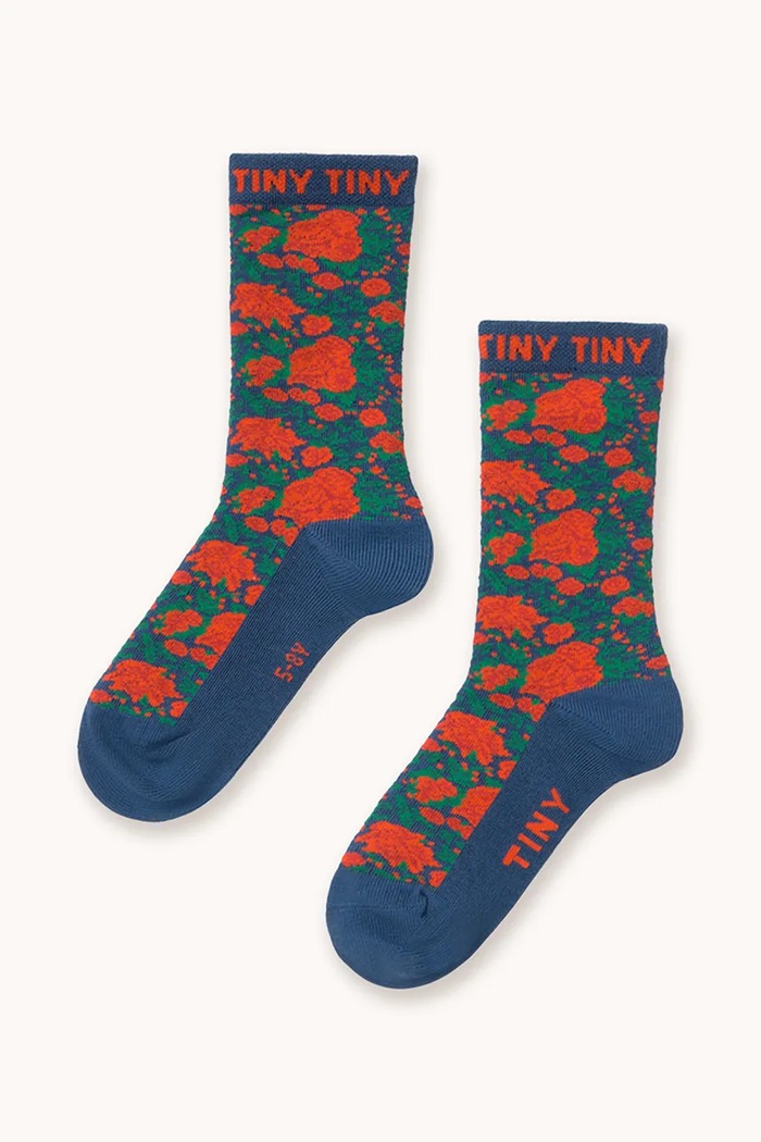 Tinycottons ponožky dětské ROSES MEDIUM SOCKS námořnická modř AW26.389