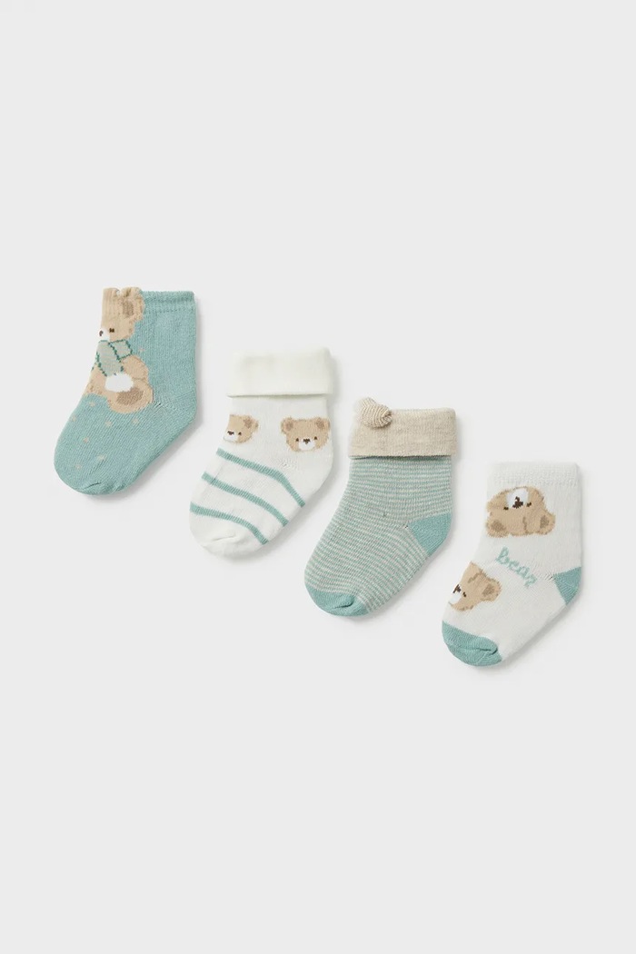 Mayoral Newborn Ponožky kojenecké 4-pack tyrkysová 9112.2F.Newborn.9BY2