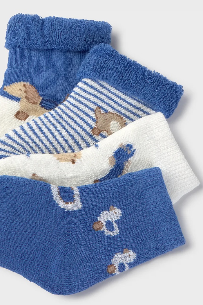Mayoral Newborn ponožky dojčenské 4-pak 9107.1B.Newborn.9BY2 modrá AW26