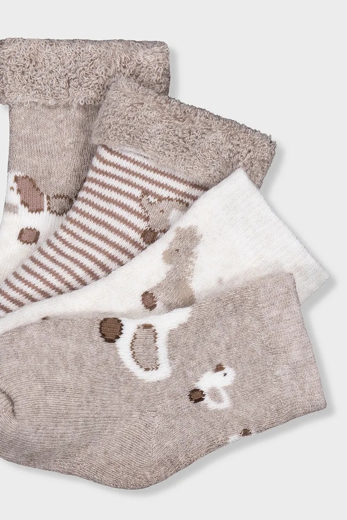 Mayoral Newborn Skarpety niemowlęce 4-pack 9107.1B.Newborn.9BY2 beżowy AW26