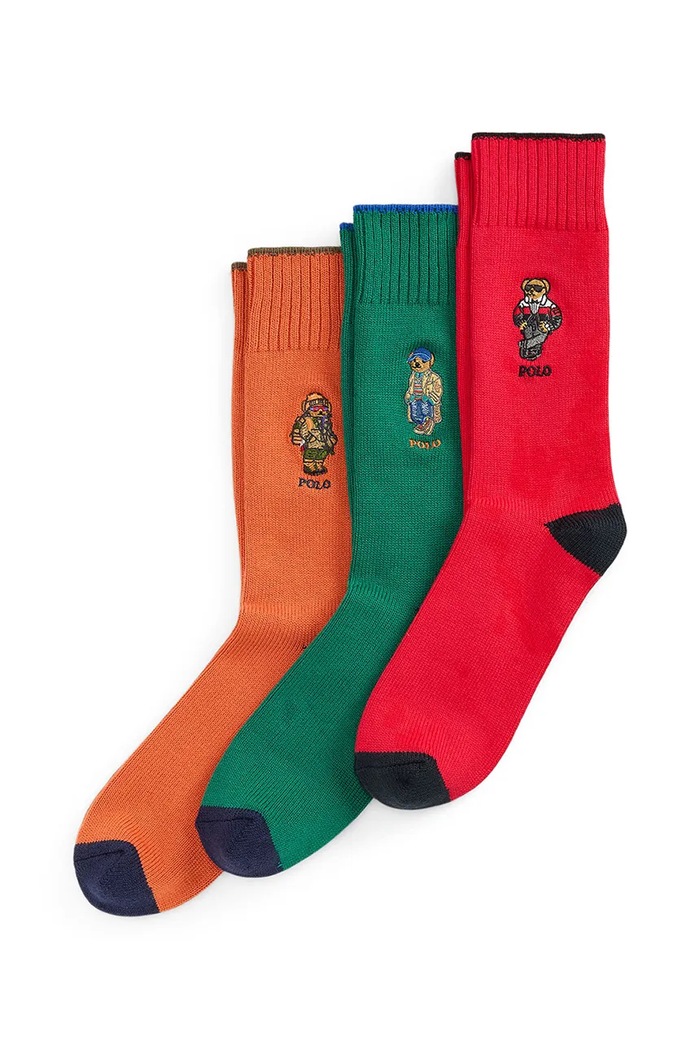 Polo Ralph Lauren Skarpety męskie bawełniane z elastanem 3-pack multicolor 449P22358