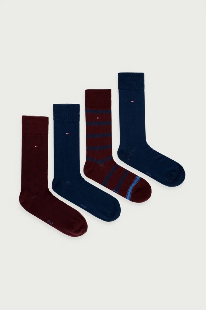 Tommy Hilfiger Skarpety męskie z bawełną 4-pack bordowy 701244104