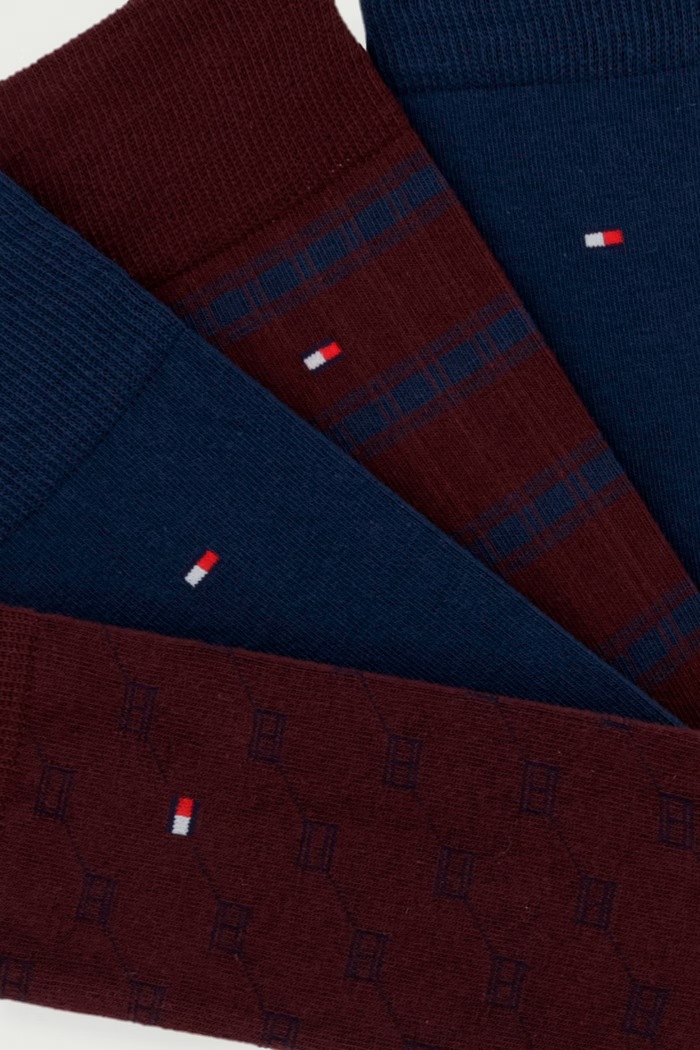 Tommy Hilfiger Skarpety męskie z bawełną 4-pack 701244104 bordowy AW26