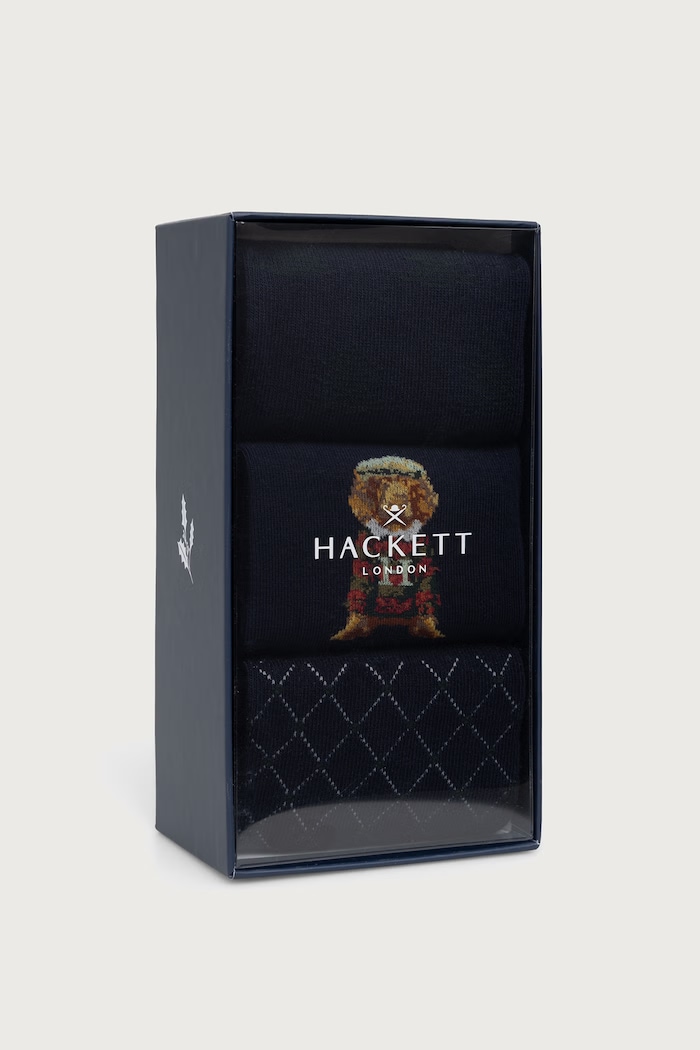 Odzież Hackett London skarpety męskie 3-pack HMU300081 granatowy