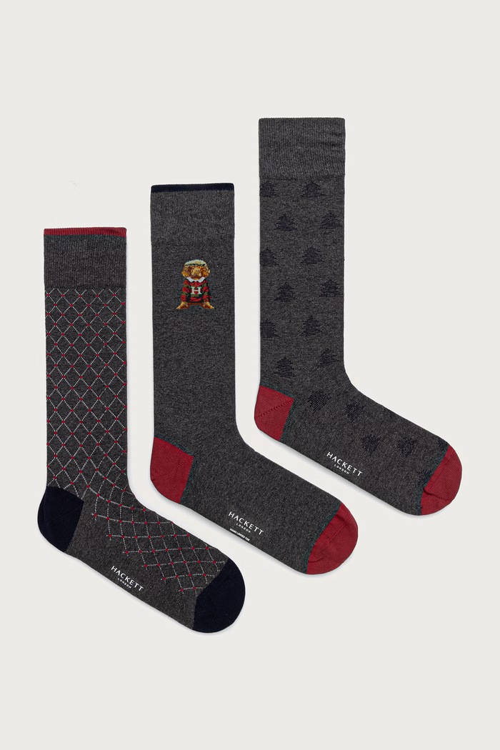 Hackett London skarpety męskie 3-pack szary HMU300081