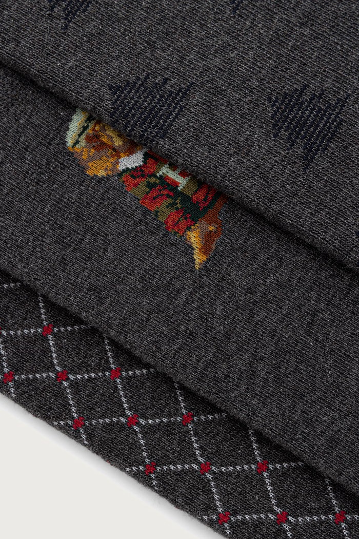 Hackett London skarpety męskie 3-pack HMU300081 szary AW26