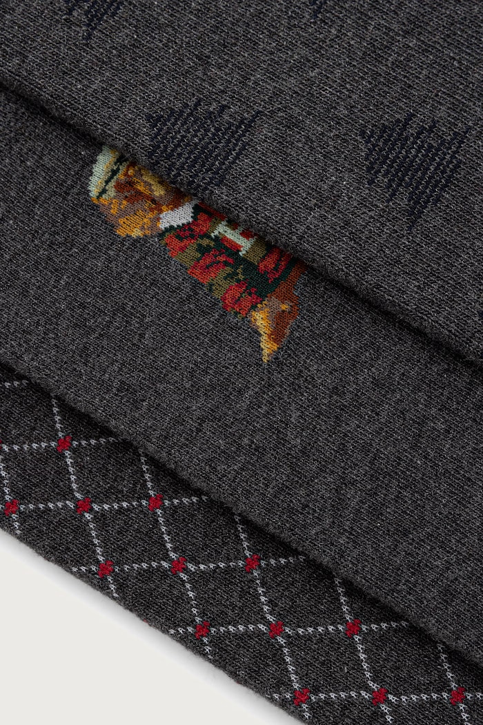 Hackett London skarpety męskie 3-pack HMU300081 szary AW26