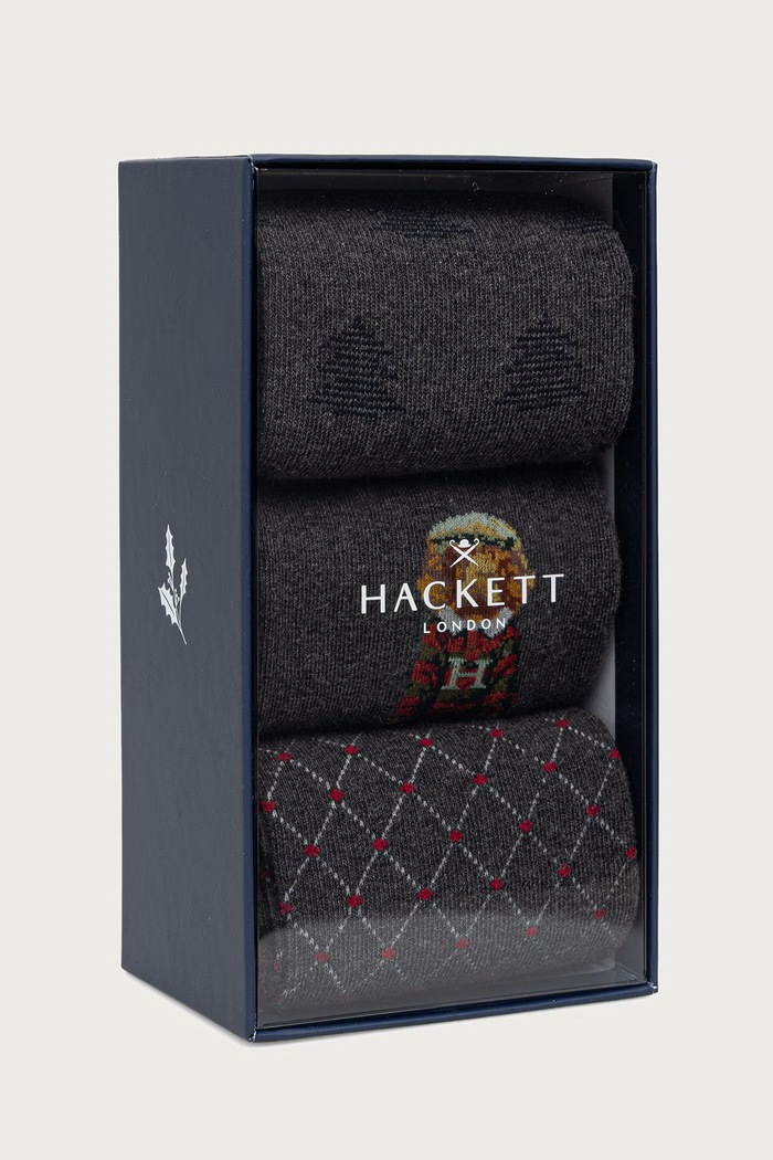 Odzież Hackett London skarpety męskie 3-pack HMU300081 szary