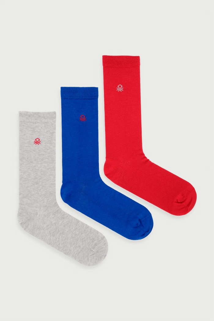 United Colors of Benetton Skarpety męskie z bawełną 3-pack czerwony 6GB9V700P