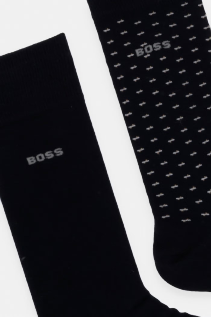 BOSS ponožky pánské s bavlnou 2P RS Minipattern 2-pack 50564502 černá AW26