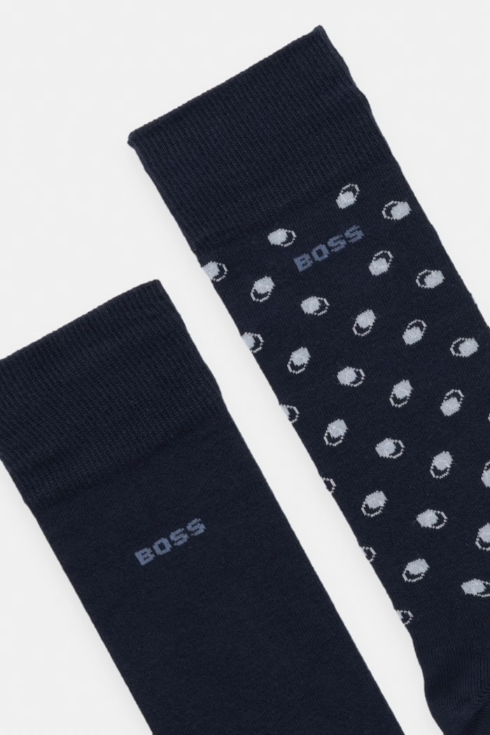 BOSS șosete pentru bărbați cu bumbac 2P RS Minipattern pachet de 2 50564501 bleumarin AW26