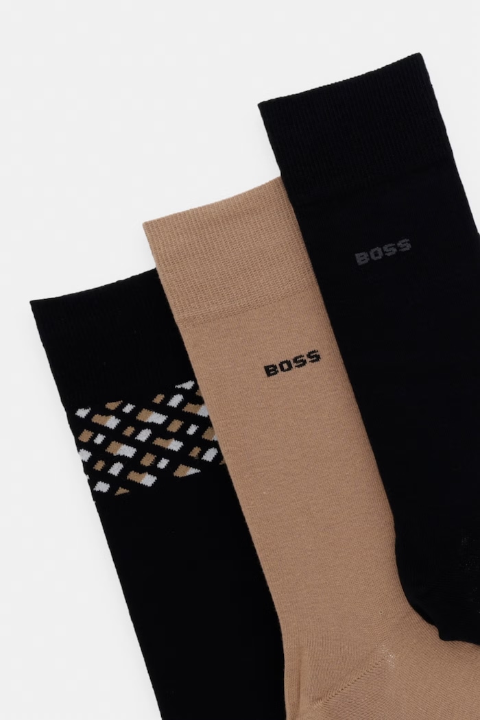 BOSS skarpety męskie z bawełną 3P RS Giftset 3-pack 50564492 czarny AW26