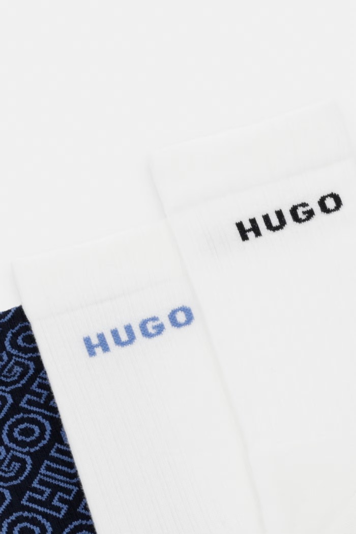 HUGO skarpety męskie 3P QS LOGO AOP CC 3-pack 50564819 granatowy AW26