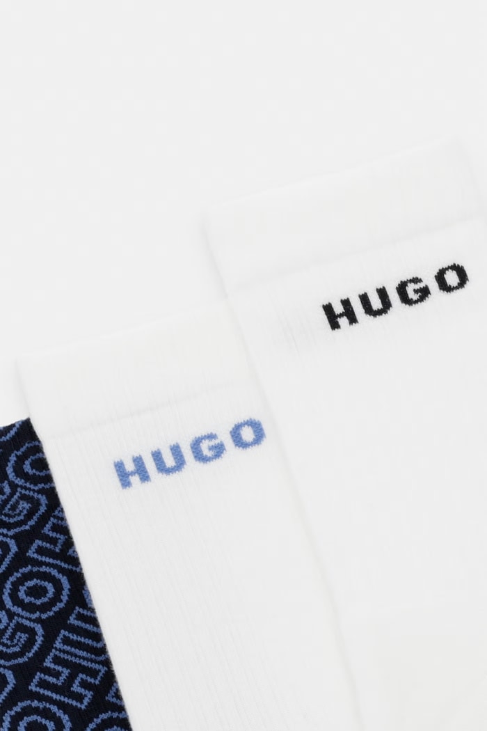 HUGO skarpety męskie 3P QS LOGO AOP CC 3-pack 50564819 granatowy AW26