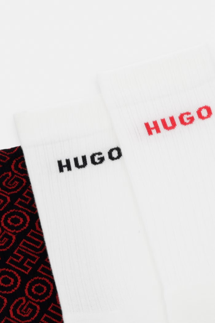 HUGO skarpety męskie 3P QS LOGO AOP CC 3-pack 50564819 czarny AW26
