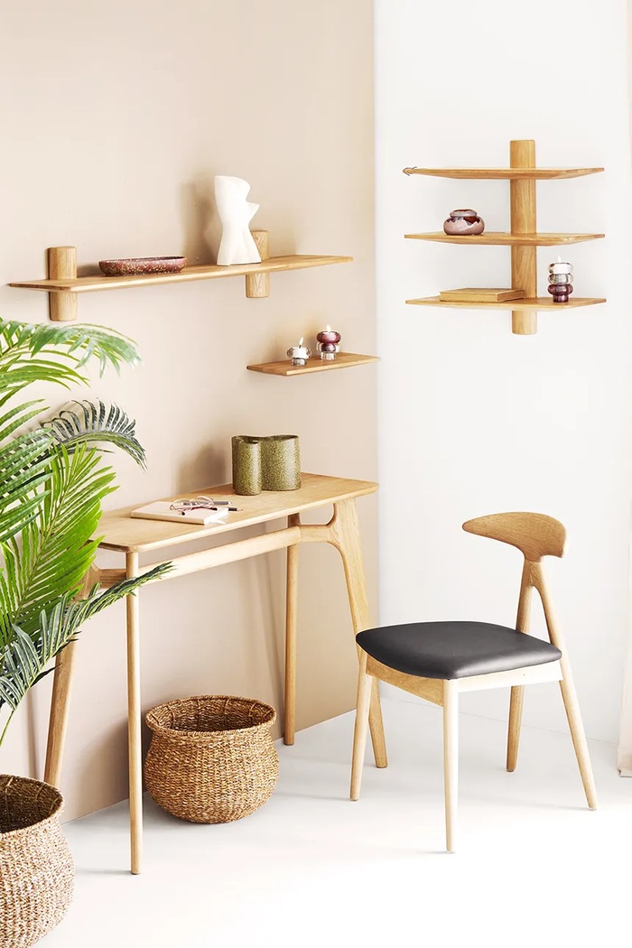 Salon i sypialnia House Nordic Stolik konsolowy z drewna dębowego Rennes 2301089 beżowy