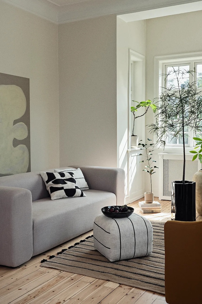 Salon i sypialnia Broste Copenhagen Pufa z bawełną 50 x 50 x 38 cm 70030207 beżowy