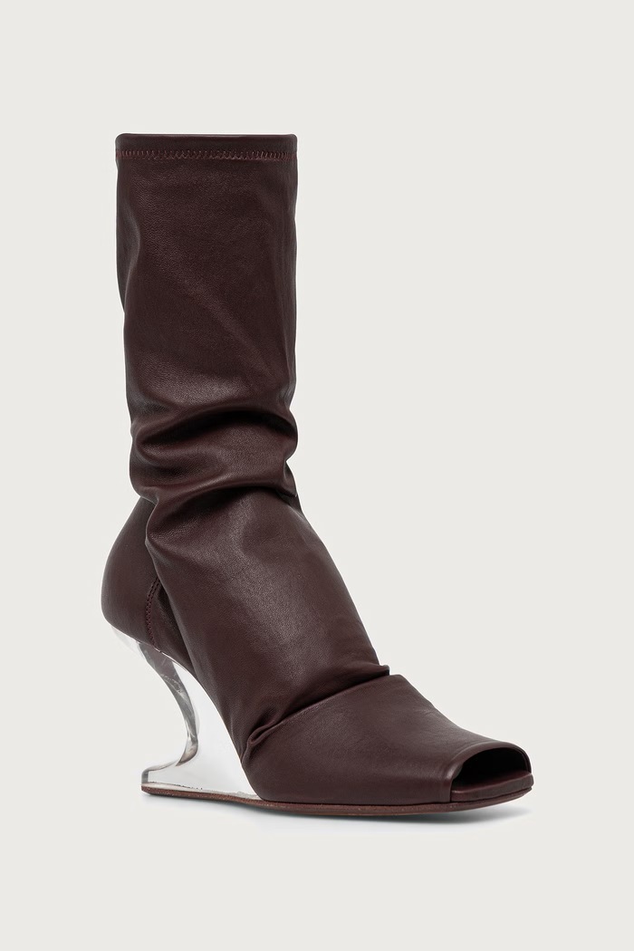 Rick Owens Lilies Cantilever 8 botine cu vârf deschis pentru femei burgundia LI02F2802.LS0
