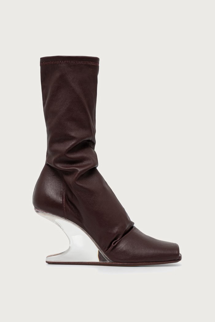 Rick Owens Lilies Cantilever 8 botine cu vârf deschis pentru femei LI02F2802.LS0 burgundia AW26