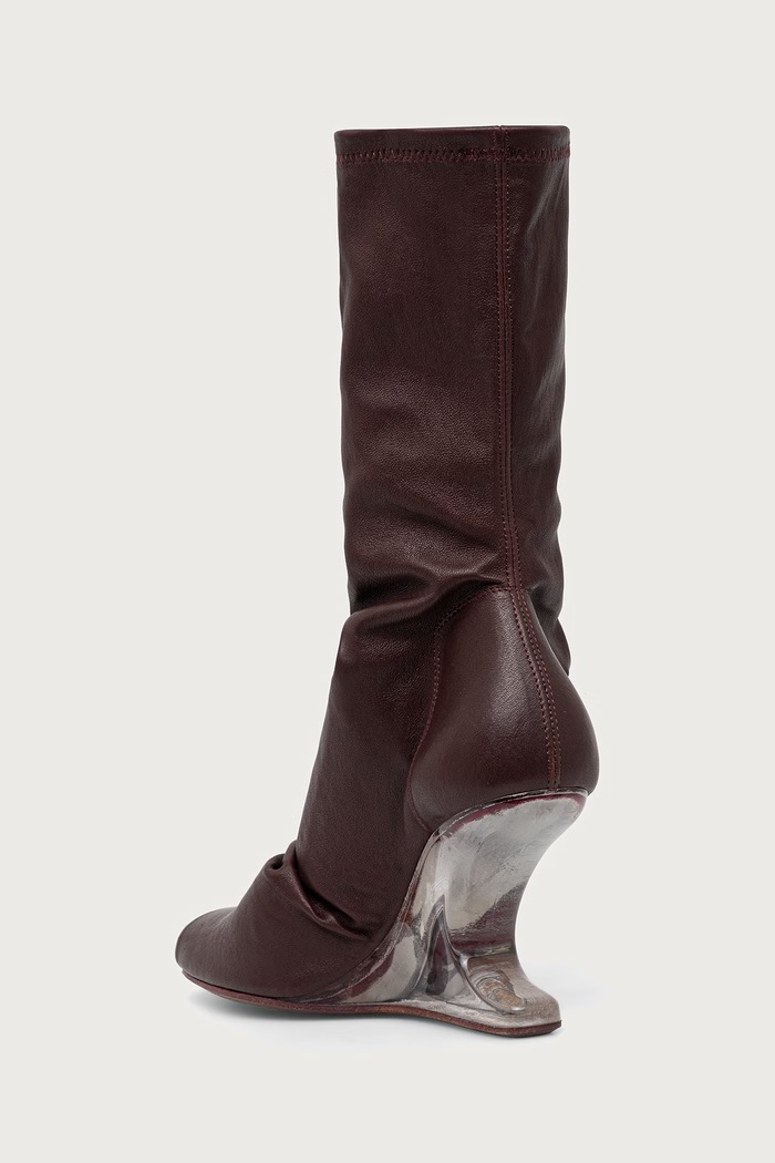 Încălțăminte Rick Owens Lilies Cantilever 8 botine cu vârf deschis pentru femei LI02F2802.LS0 burgundia