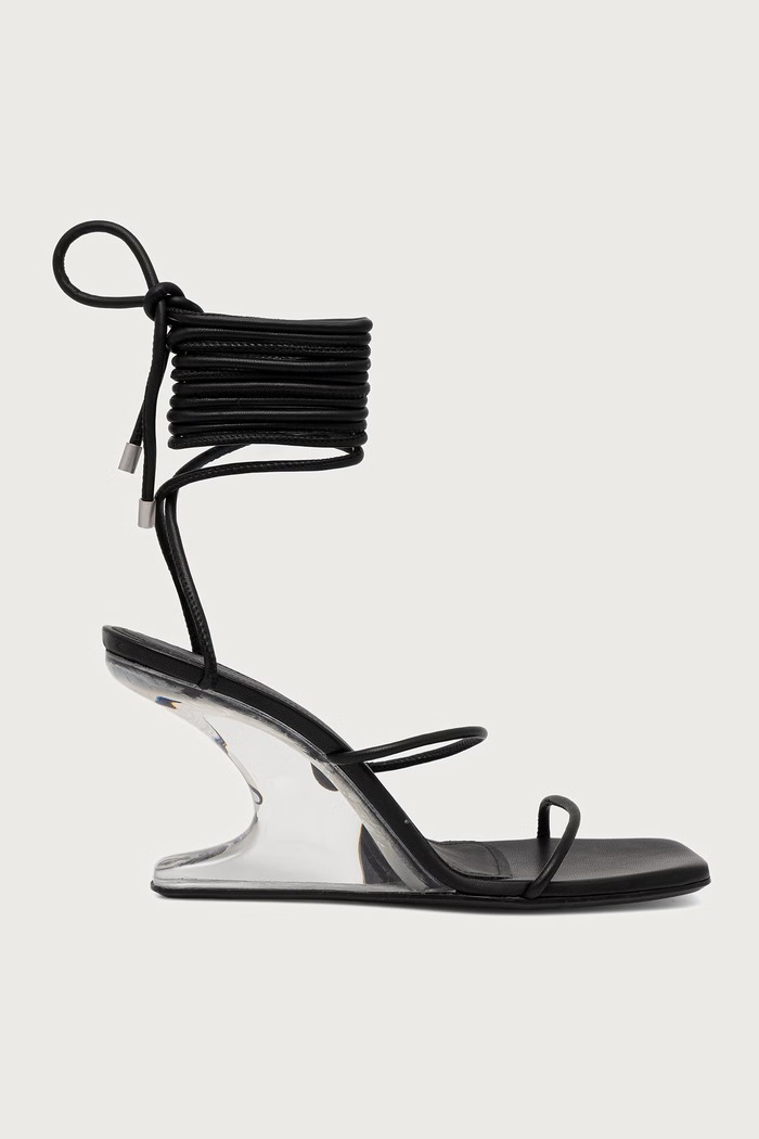 Rick Owens Lilies Cantilever 8 sandały na koturnie damskie skórzane LI02F2804.LLP0 czarny AW26