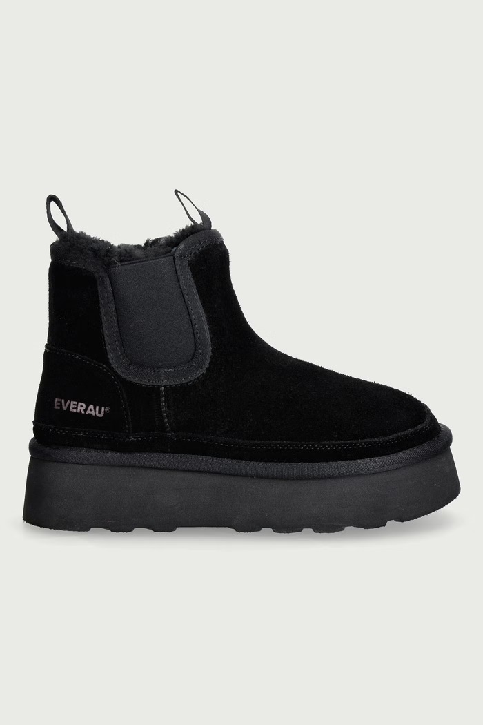 Everau Chelsea čižmy na platforme dámske semišové SHOVELER SHOVELER čierna AW26