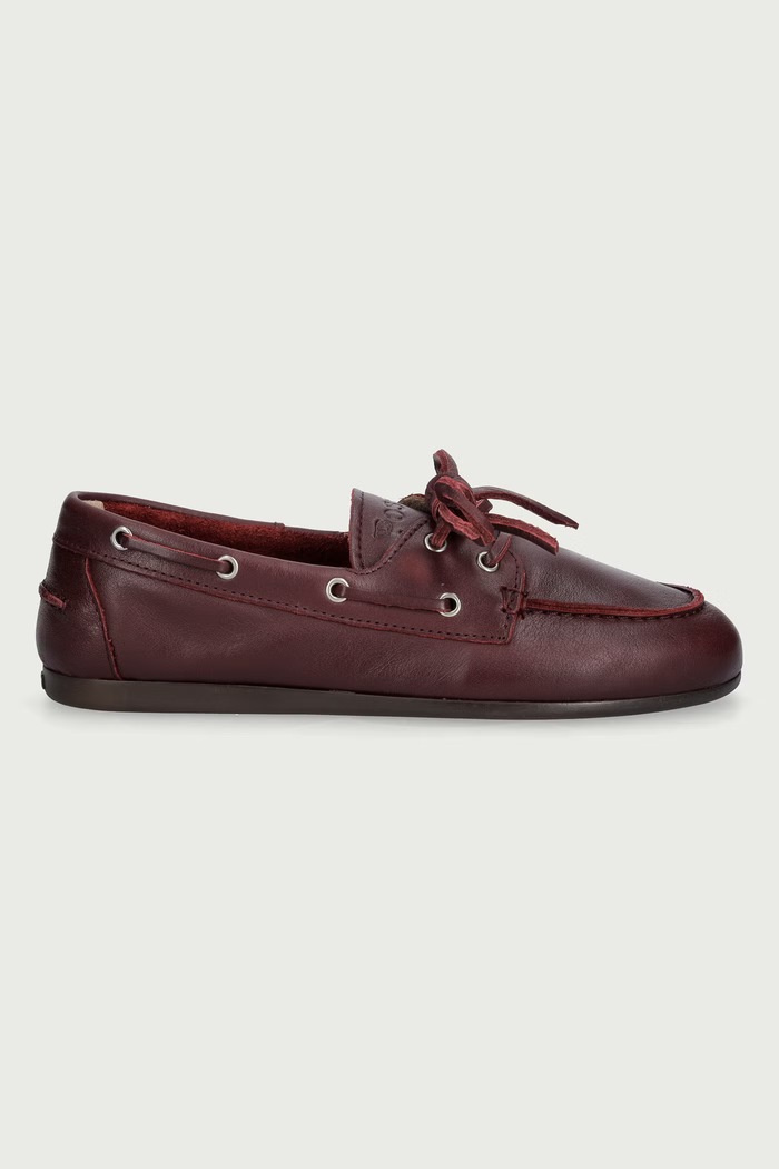 Posa Mokasyny damskie skórzane Boat Loafer PW267.501 bordowy AW26
