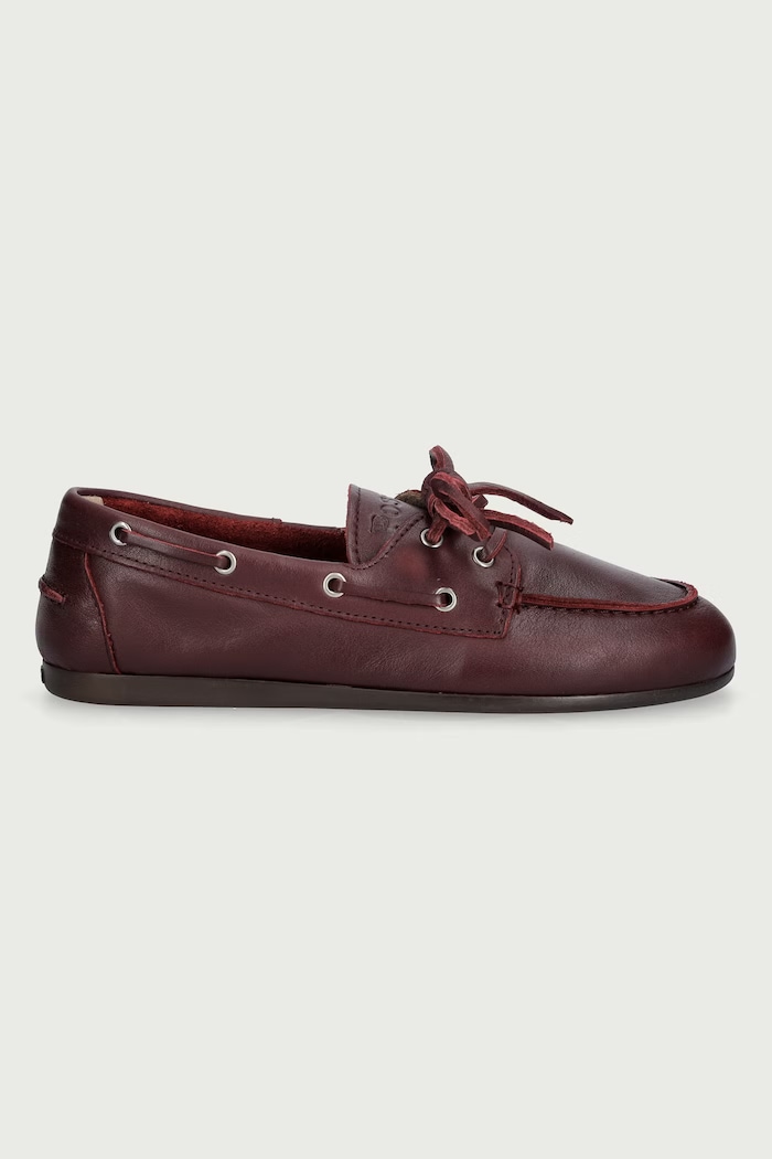 Posa Mokasyny damskie skórzane Boat Loafer PW267.501 bordowy AW26