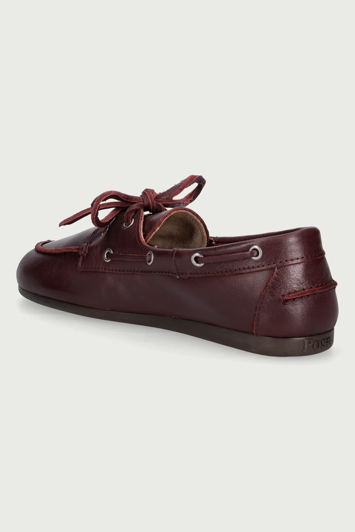 Obuwie Posa Mokasyny damskie skórzane Boat Loafer PW267.501 bordowy