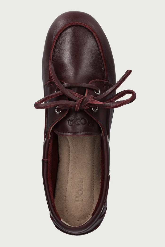 Mokasyny damskie skórzane Boat Loafer Posa PW267.501 bordowy