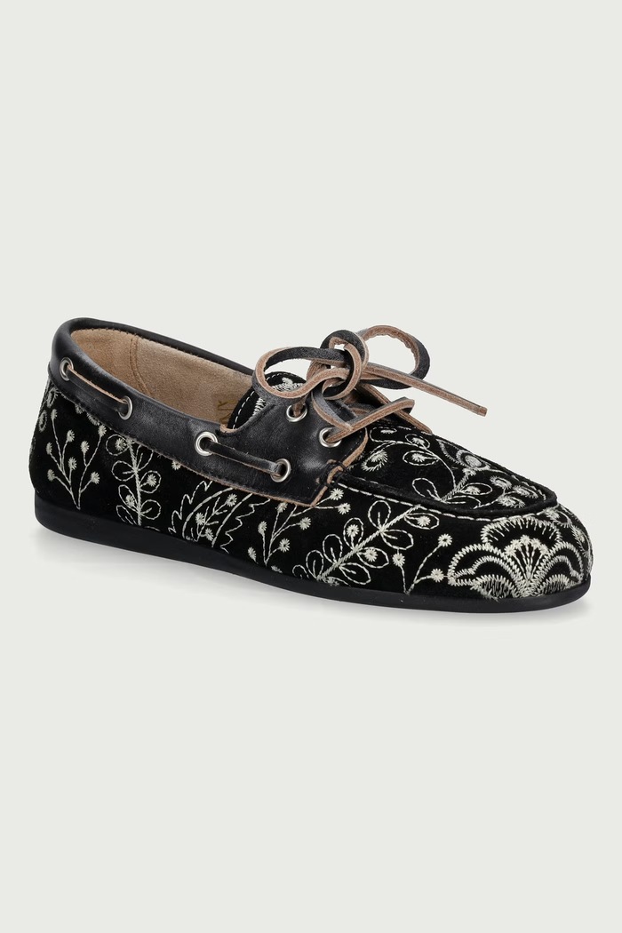 Posa Mokasinke za žene od brušene kože Boat Loafer Botanic crna PW279.600