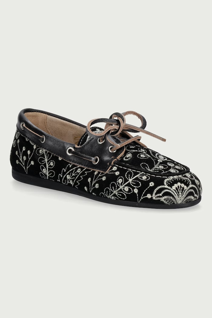 Posa Mokasinke za žene od brušene kože Boat Loafer Botanic crna PW279.600